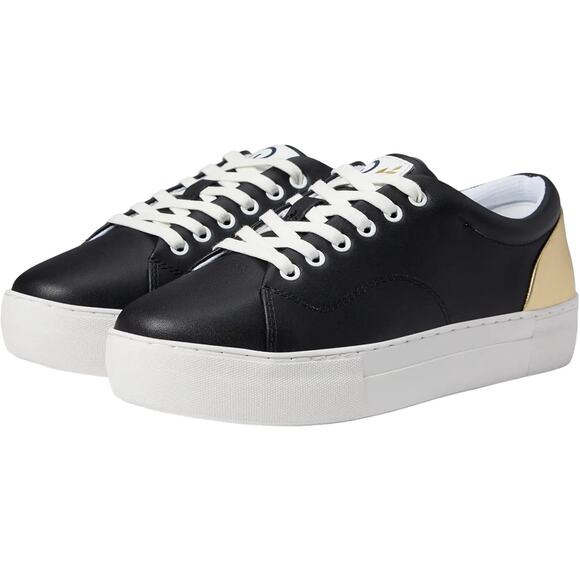 Official Program Size 7.5 Black/Metallic Gold STW-70 Leather Low Sneaker L8-3 - Picture 1 of 10